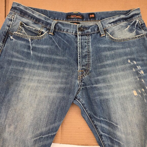 Ed Hardy by Christian Audigier Jeans Men's Vintage Jeans Big Logo Y2k 38x34 - Picture 4 of 16